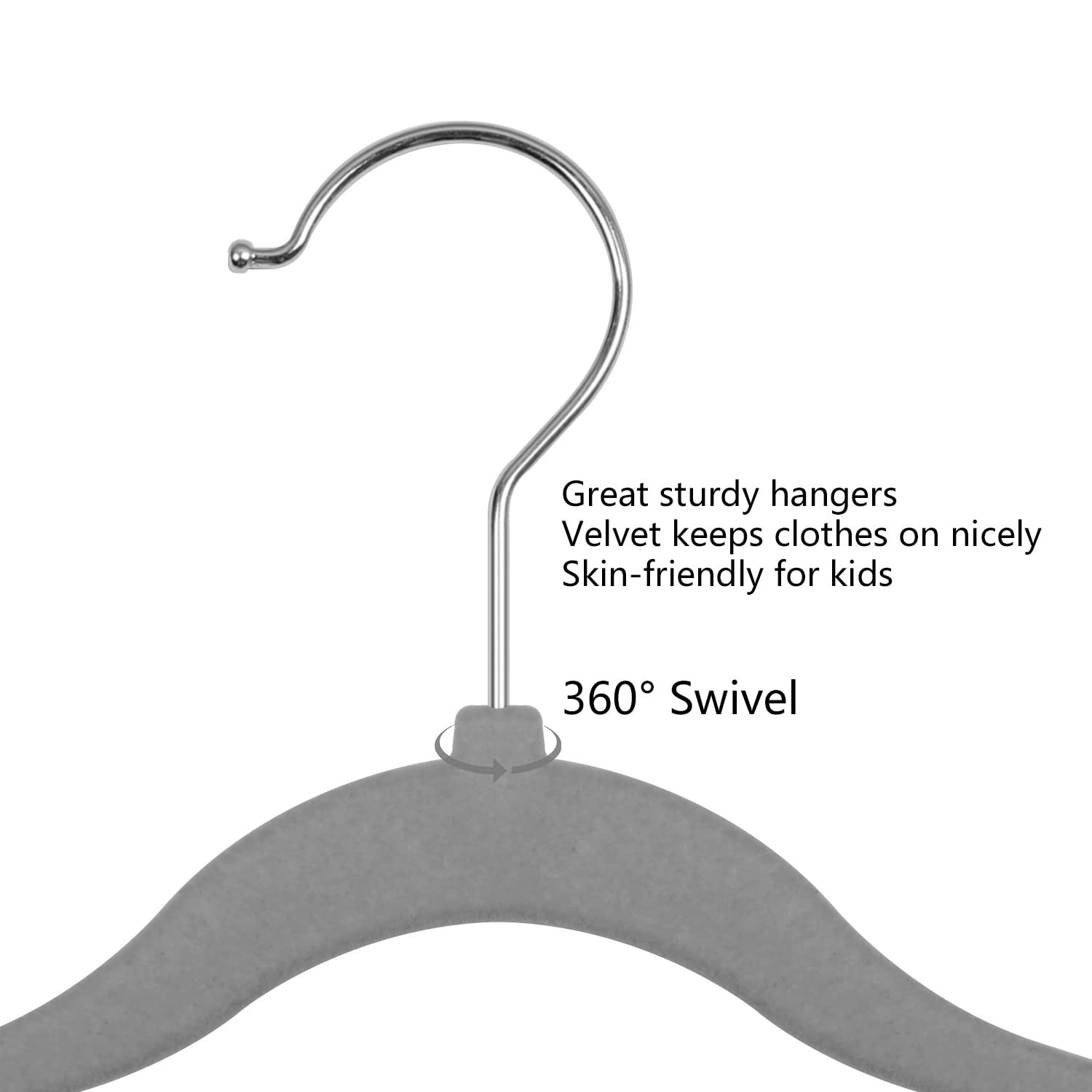 Goodtou Velvet Baby Hangers Kid Hangers Clothing 11'' Toddler Infant Hangers For Nursery 20 Pack - Drak Grey